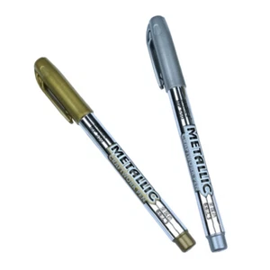 2 Pieces Paint Brush Coloring Graffiti Pen Marker Wedding Decoration, Gold + - Picture 1 of 7