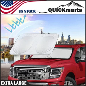 Foldable Jumbo Extra Large Sun Shade Truck Van Car Windshield Visor Block Cover - Picture 1 of 9