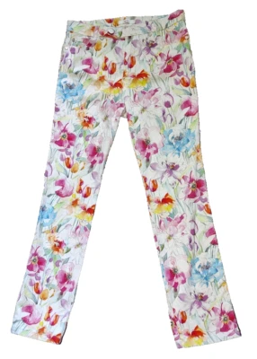 Leggiadro женщин акварель цветочный брюки Sz 6 редкая эластичной Италии прямой цветок - Изображение 1 из 4