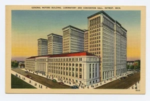 General Motors Building, Laboratory & Convention Hall, Detroit, MI Postcard - Imagen 1 de 2