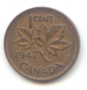 Canada 1947 PENNY Canadian One Cent 1c King George VI ~ Exact Coin ~ - Picture 1 of 2