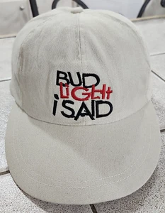 Bud Light ho detto! Hey Tough Guy! Cappello Vintage Strapback Regolabile Beige Cotone - Foto 1 di 9