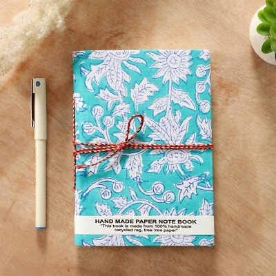 Classic Vintage Notebook Journal Diary Sketchbook Thick Blank Page Fabric Cover - Image 1 of 4