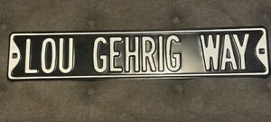 Vintage Lou Gehrig Way Blue & White New York Yankees Metal Street Sign 30” MLB