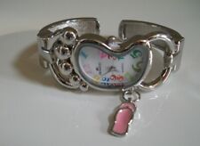 WOMEN'S COLORFUL SILVER/PINK FINISH FLIP FLOP FASHION CASUAL/DRESSY BANGLE WATCH