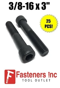(Qty 25) 3/8-16 x 3" Socket Head Allen Cap Screw 12.9 Black Oxide / Plain - Picture 1 of 4