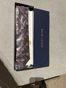 Polo Ralph Lauren Men’s Ryder Cup Silk Tie Navy Blue Rep Stripe New W Box - Picture 1 of 4