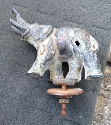 Antique Cast Iron Elephant Lamp Finial Cover