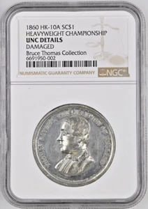 1860 HK-10A SO-CALLED DOLLAR HEENAN-SAYERS BOXING CHAMPIONSHIP NGC UNC DETAILS - Picture 1 of 4