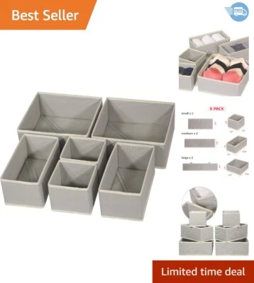 Grey Foldable Linen Storage Organizers - Set of 6 for Ultimate Organization - Image 1 of 4