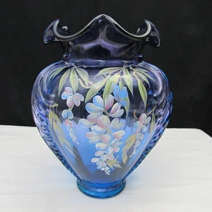 Fenton Mulberry Wisteria Hand Painted Feather Vase Special Order LE 1997 W391 - Picture 1 of 10