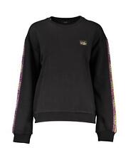Cavalli Class Brushed Black Cotton Sweater with Logo Print  -  Sweaters