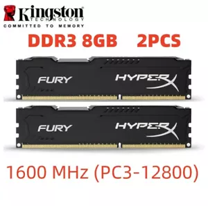 HyperX FURY DDR3 16GB 2x 8GB 1600 MHz PC3-12800 Desktop RAM Memory DIMM 240pins - Picture 1 of 9