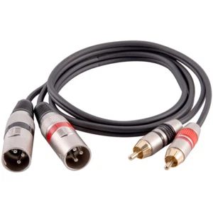 3 Foot Dual XLR Male to Dual RCA Male Patch Cable - 2-XLRM to 2-RCA Audio Cord - Picture 1 of 3