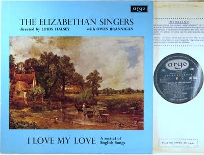 ARGO UK OVAL 1966 Recital English Songs ELIZABETHAN SINGERS Halsey ZRG-5496 - Image 1 of 3