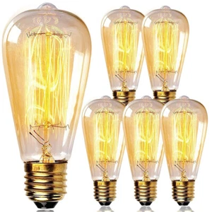 6 pcs Edison Light Bulb ,40W E26 E27 Vintage Bulb Dimmable ST64 Antique Squirrel - Picture 1 of 19