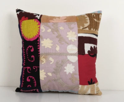 Uzbek Patchwork Suzani Cushion Cover, Suzani Pillow Case Made from a 19th - Image 1 of 4