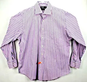 Camisa Polo de Ralph Lauren para Hombres Talla 17 1/2 L/S Rosa/Azul/Blanco Rayas Regent - Imagen 1 de 7