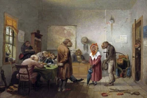 DIVORCE MONKEY COURT PAINTING ART BY WILLIAM HOLBROOK BEARD REPRODUCTION - Picture 1 of 3