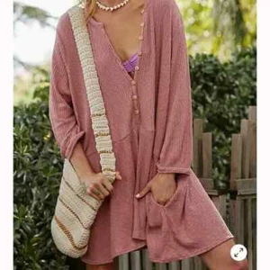 Free People Beach Blossom Button Up Mini Dress Light Pink Sz S Casual Loungewear - Picture 1 of 10