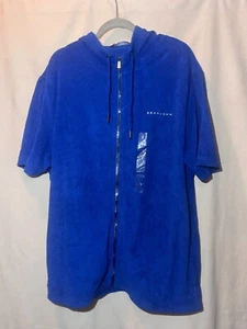 NEW Sean John Men's SZ 2XL Terry Cloth Full Zip Short Sleeve Shirt A96 - Picture 1 of 12
