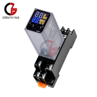 Adjustable Digital Time Relay Cycle Time Delay Relay w/ Base DC12V 24V AC220V - Image 1 of 4