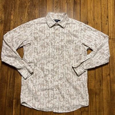 Cremieux Shirt Size M Men's  Paisley Geometric Long Sleeve White Tan Red Print - Image 1 of 4
