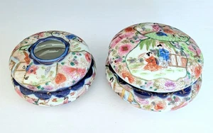Beautiful Antique Japanese Hand Painted Asian Hair Receiver & Dresser Jar - Picture 1 of 8