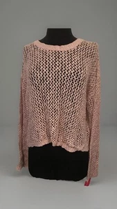 XHILARATION Women's Sz.L Pink Bell Sleeve Crochet Knit Crop Sweater NWT(0360) - Picture 1 of 5