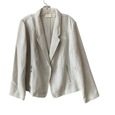 Chaqueta Blazer Chicos Texturizada Talla 2 Grande Botón Único Bolsillos con Cremallera Minimalista Foto 1 de 4