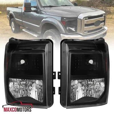 Black Headlights Fits 2011-2016 Ford F250 F350 F450 F550 Super Duty Headlamps Foto 1 de 4