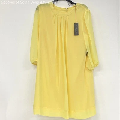 NWT Eva Mendes New York & Company Yellow Gathered Front Dress Women’s Sz L - Image 1 of 3