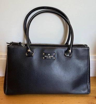 Bolso de Mano Kate Spade Negro Wellesley Martine Cuero Grande Lunares Foto 1 de 4