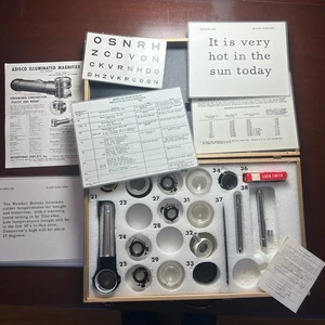 Vintage 1966 Johns Hopkins Optometry Test Kit Sloan Reading Cards In Custom Case - Picture 1 of 21