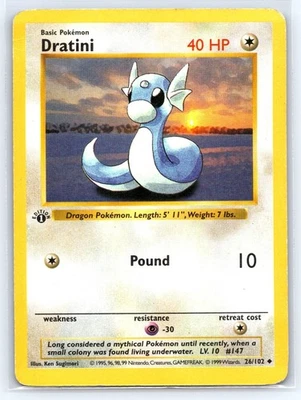 Dratini 26/102 MINT 1999 Pokemon 1st Edition Base Set Shadowless - Image 1 of 2