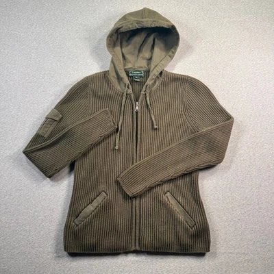 Lauren Ralph Lauren кардиган свитер женщины S военный зеленый ребристый вязаный капюшон - Изображение 1 из 4