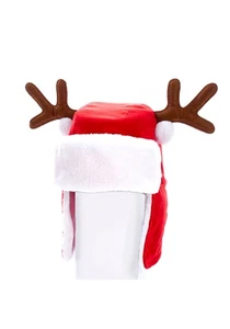 Kurt Adler RED PLUSH ADULT HAT WITH ANTLERS - Picture 1 of 4