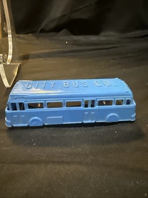 Autobús de plástico azul vintage Renwal Toys 124 City Bus Co 4 1/2 pulgadas Foto 1 de 4