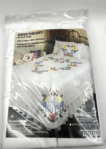 Tobin SWEETHEART Applique Quilt Kit Stamped for Appliqueing & Embroidery 79 x 97 - Picture 1 of 6