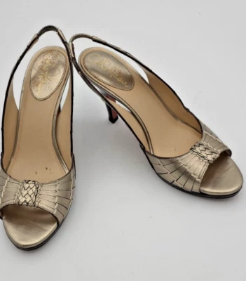 Cole Haan NikeAir Collab Mujer 6AA Eslinga Huarache Bomba Tacón Alto Zapatos Dorado Foto 1 de 4