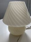 Original Murano Swirl Large Glass Mushroom Lamp Italy 1970s Vintage Cream 10.5”