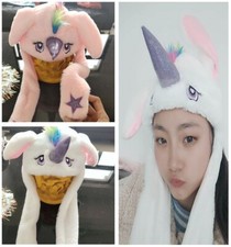 CAPPELLO UNICORNO PELUCHE KAWAII copricapo animale orecchie che si muovono