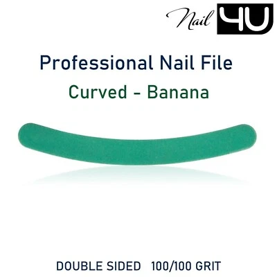 Curved Nail File GREEN Double Sided Banana Boomerang 100/100 grit Best Quality - Image 1 of 4