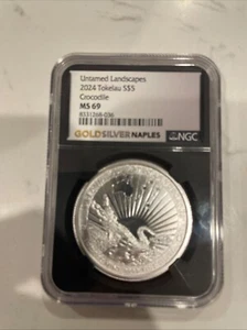 2024 $5 Tokelau Silver Untamed Landscapes Crocodile 1 oz .9999 Fine NGC MS69 - Picture 1 of 2