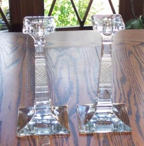HEISEY PAIR OF  #21 ARISTOCRAT 9 1/2" CANDLESTICKS FANCY CUTTING ALL OVER - Picture 1 of 1