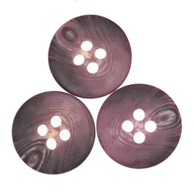 PURPLE MAUVE 4 HOLE BUTTONS HORN EFFECT / WOOD GRAIN DESIGN  15mm - Image 1 of 2