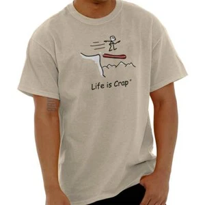 Life Is Crap Snowboarding Snowboarder Winter Mens Casual Crewneck T Shirts Tees - Picture 1 of 11