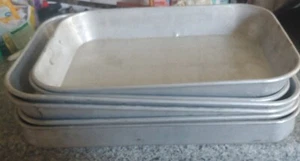 6 Pc Industrial Commercial Perforated Aluminum Baking Tray Pan Sizes Vary Used - Picture 1 of 2