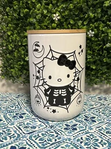 Hello Kitty Halloween Skeleton Black White Canister Decor Storage Jar Sanrio - Picture 1 of 10
