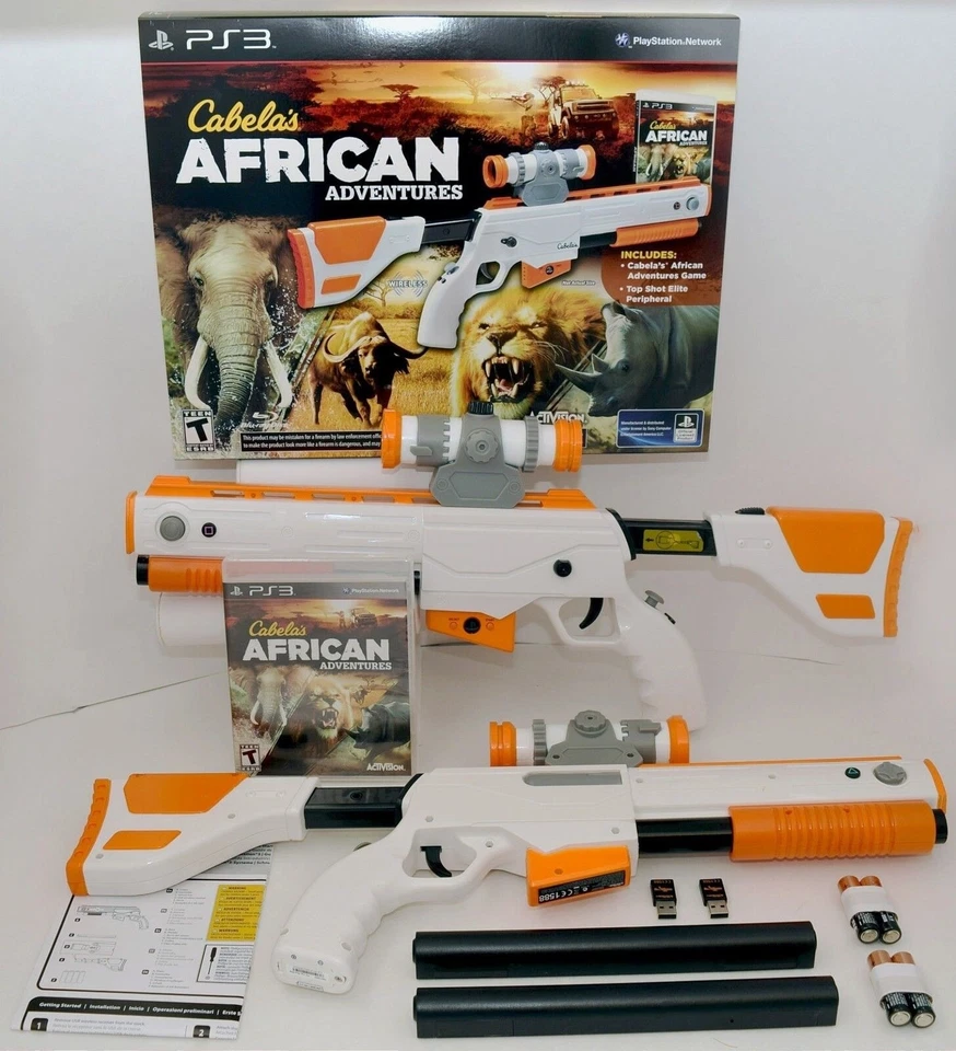 NEW 2-GUN BUNDLE Cabela's African Adventures PS3 Game w/Top Shot Elite Rifle Set - Image 1 of 4